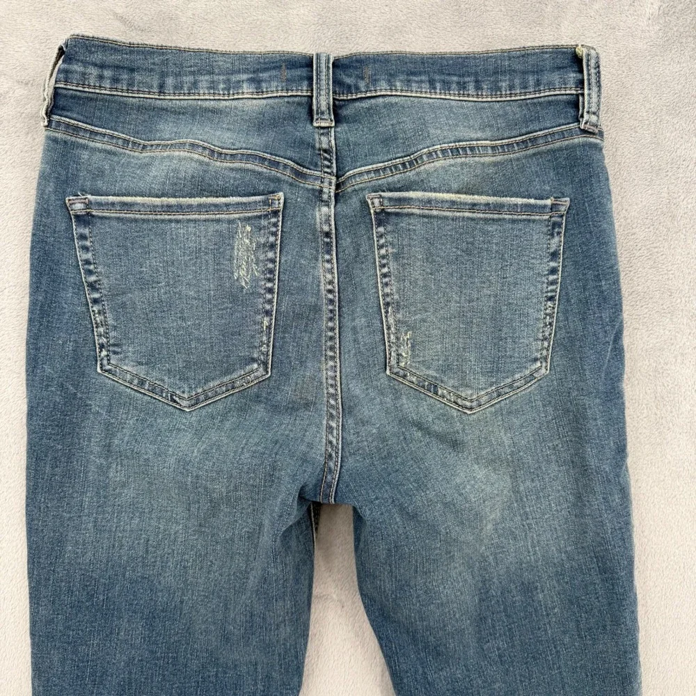 Free People Distressed Frayed Hem Crop Jeans Blue Denim Womens Size 28‎